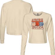 IMAGE ONE Women's Natural Auburn Tigers Comfort Colors Basketball Cropped Long Sleeve T-Shirt