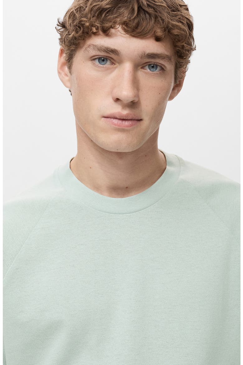 Relaxed Fit Cotton & Linen Raglan T-Shirt, Alternate, color, AQUA GREEN