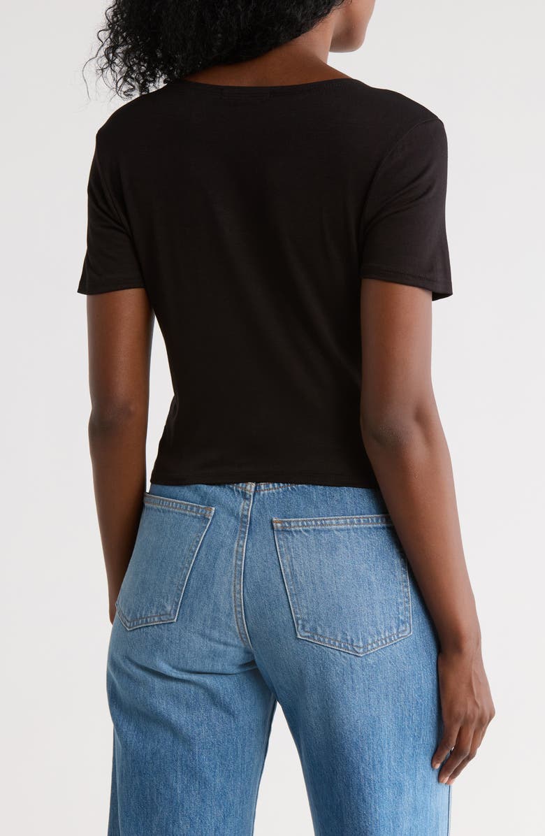 matty m. Drawstring Ruched Front Top, Alternate, color, Black