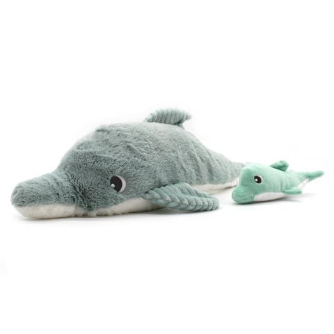 Dolphin Mom & Her Baby - Secret Keeper Plush Toy, Eco-Friendly, Soft & Washable