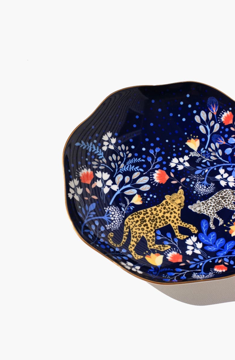 Jessie Zhao New York Night Amazon Rainforest Fine Bone China Side Plate, Alternate, color, Blue