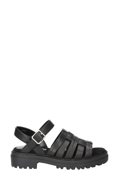 Bella Vita Loni Lug Sole Fisherman Sandal In Black Leather