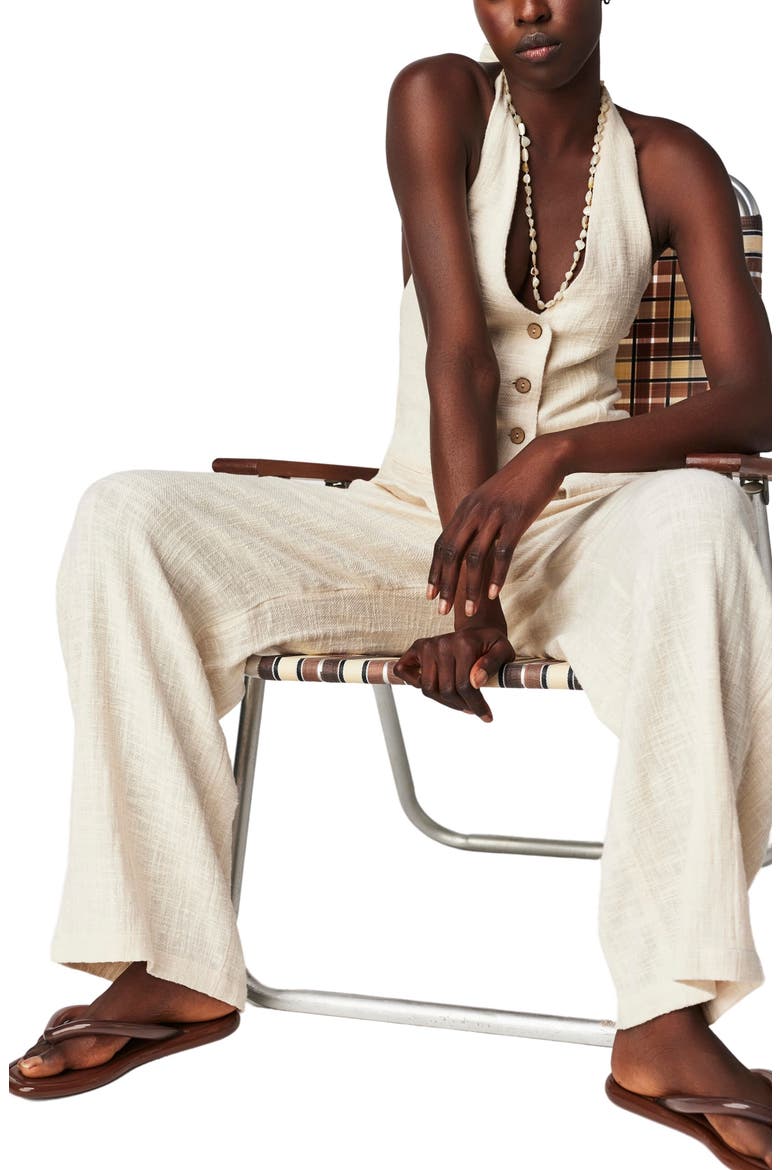 Take Me to Paris Halter Neck Cotton Vest & Pants Set, Alternate, color, CONCH