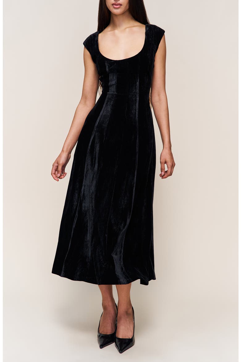 Leila Velvet Dress, Alternate, color, Black