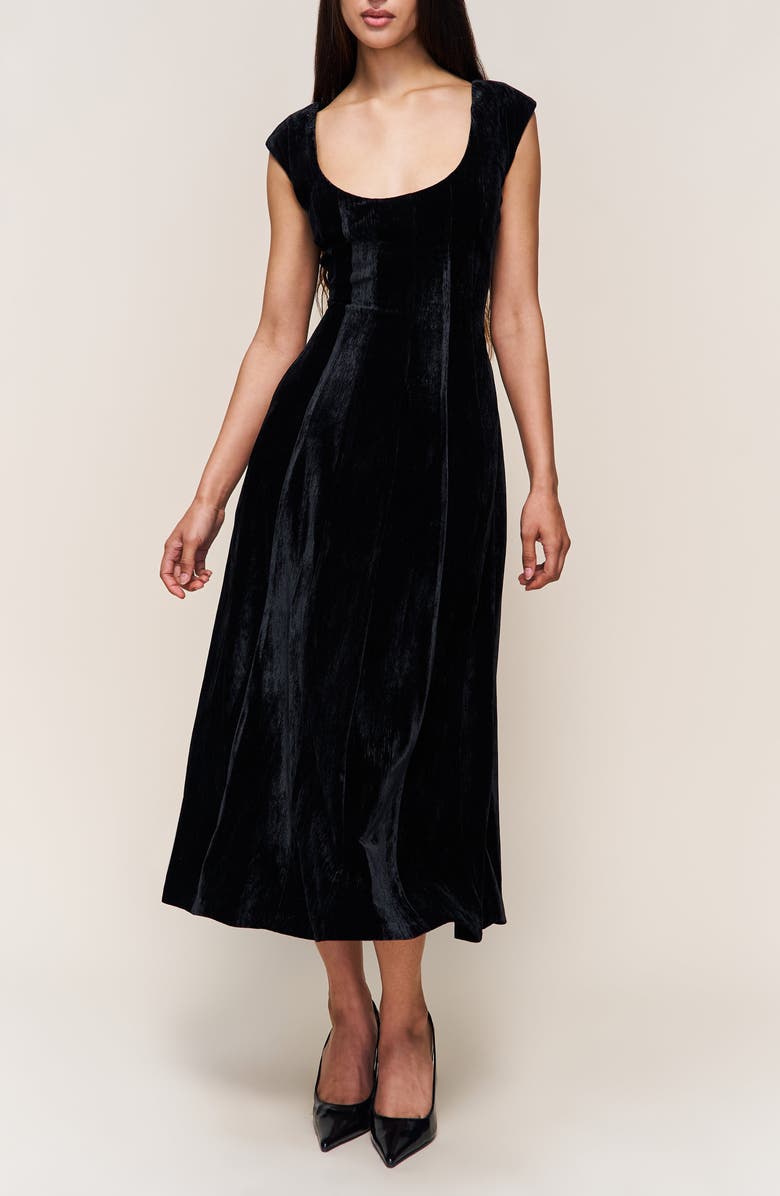 Guizio Leila Velvet Dress, Alternate, color, Black