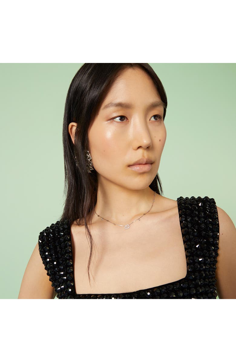 Gucci Interlocking-G Diamond Pendant Necklace, Alternate, color, White Gold