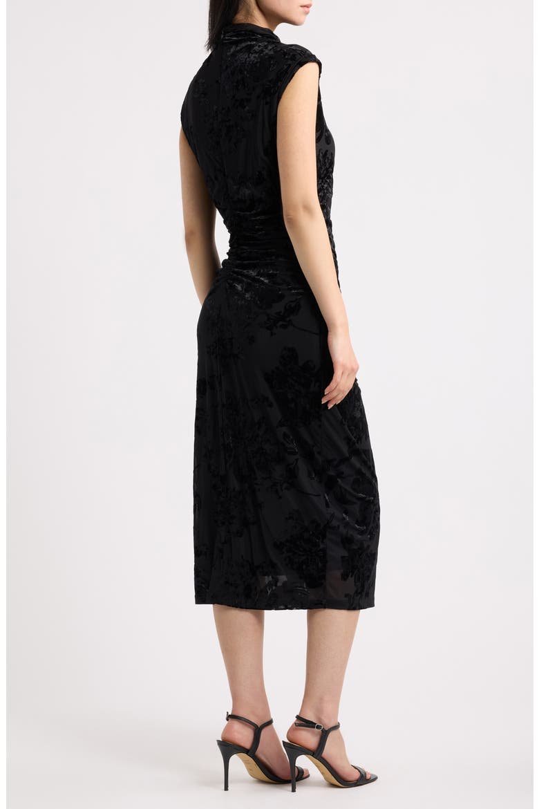 Floral Devoré Sheath Dress, Alternate, color, BLACK