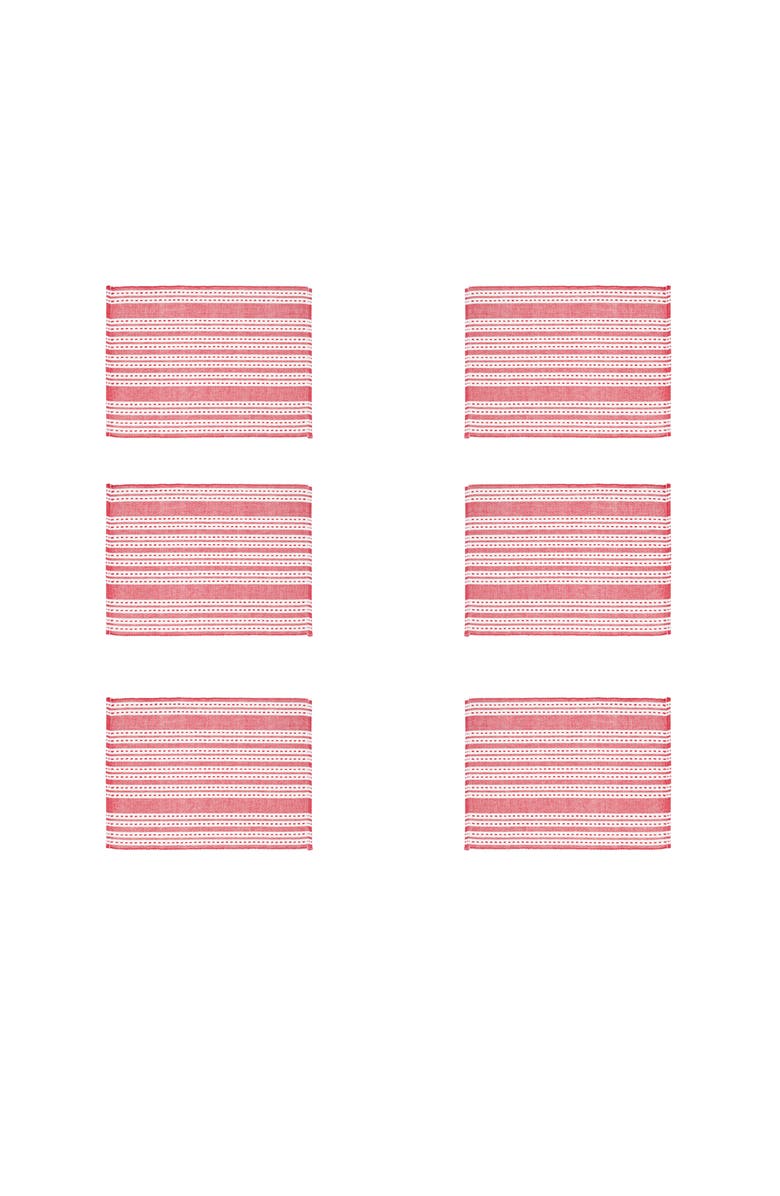 C&F Home Warner Scarlet Woven Placemats Set of 6 Red Stripe, 14" x 20", Alternate, color, Red