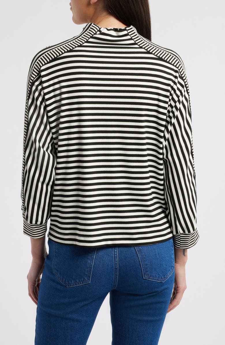Wit & Wisdom Stripe Mock Neck Rib Top, Alternate, color,