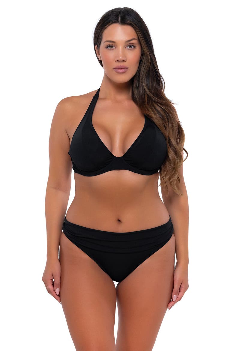 Muse Halter Bikini Swimsuit Top - F Cup, Alternate, color, Black