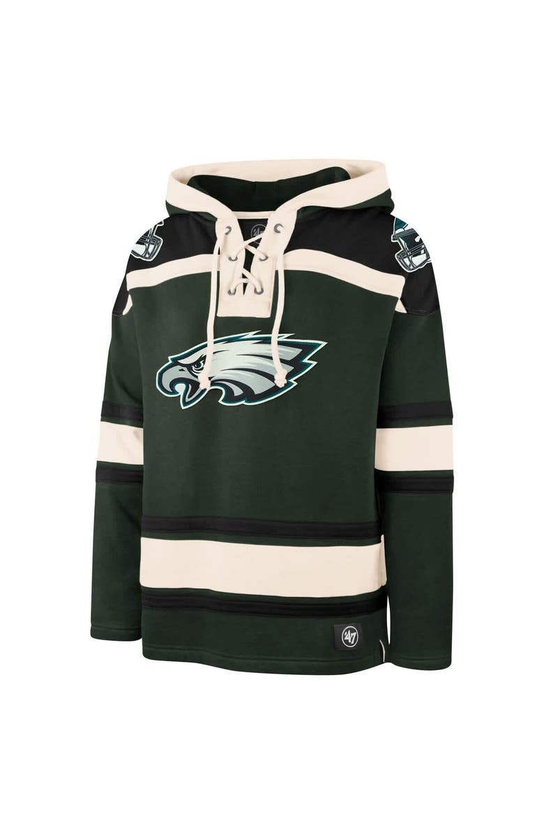 '47 Men's '47 Midnight Green Philadelphia Eagles Superior Lacer Pullover Hoodie, Alternate, color, Green
