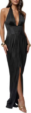 JLUXLABEL Drape & Destiny Halter Dress
