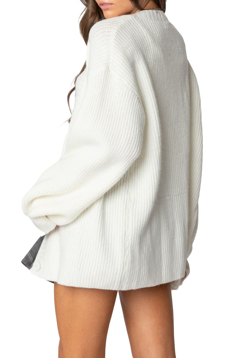 EDIKTED Mathilde Oversize V-Neck Cardigan, Alternate, color, Cream