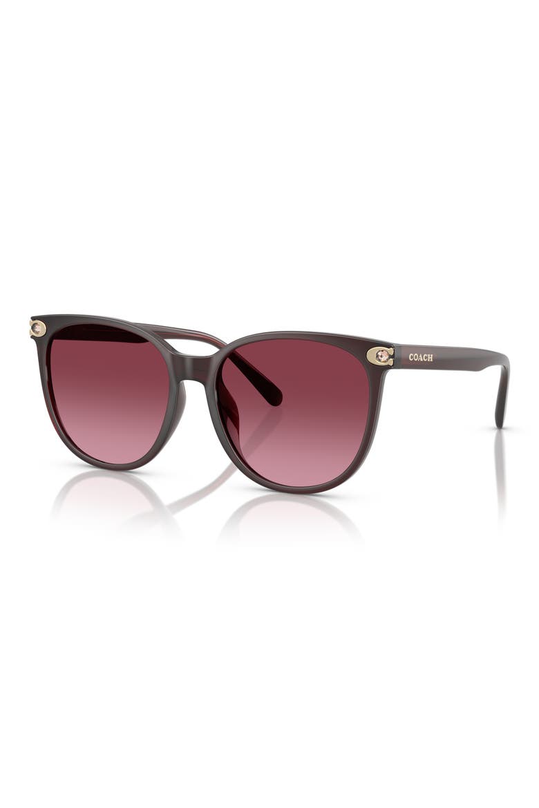 57mm Gradient Round Sunglasses, Alternate, color, MILKY MERLOT / MERLOT GRADIENT
