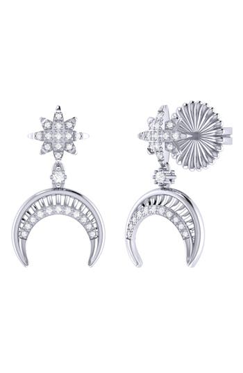Luvmyjewelry North Star Moon Drop Earrings In White