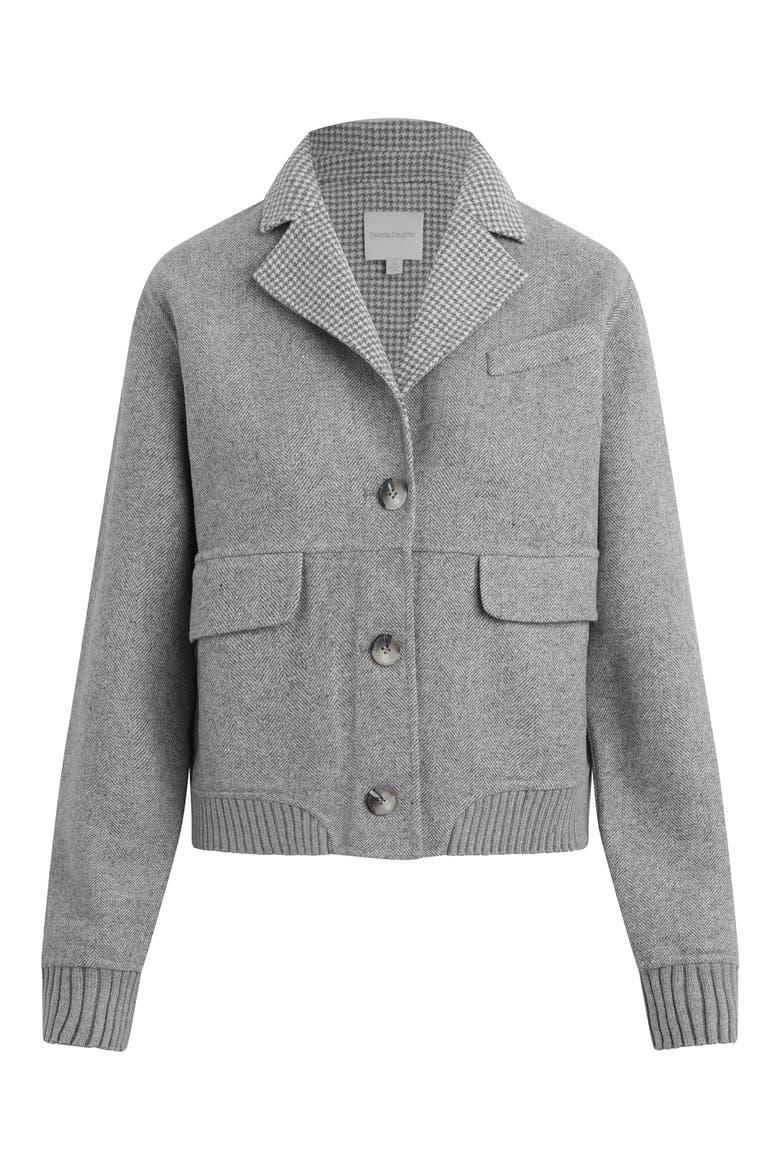 The City Wool Blend Bomber Jacket, Alternate, color, GREY/ GREY HOUNDSTOOTH