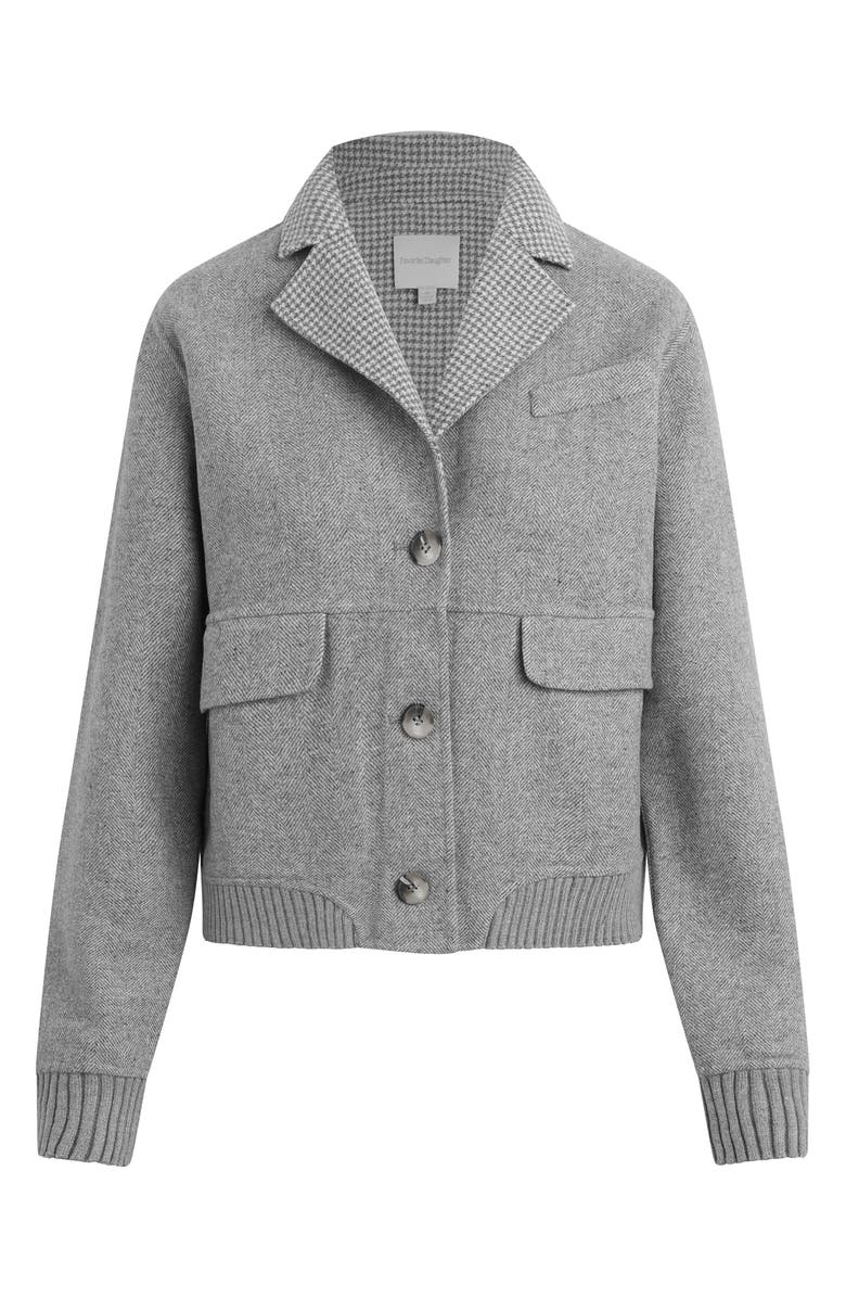 Favorite Daughter The City Wool Blend Bomber Jacket, Alternate, color, Grey/ Grey Houndstooth