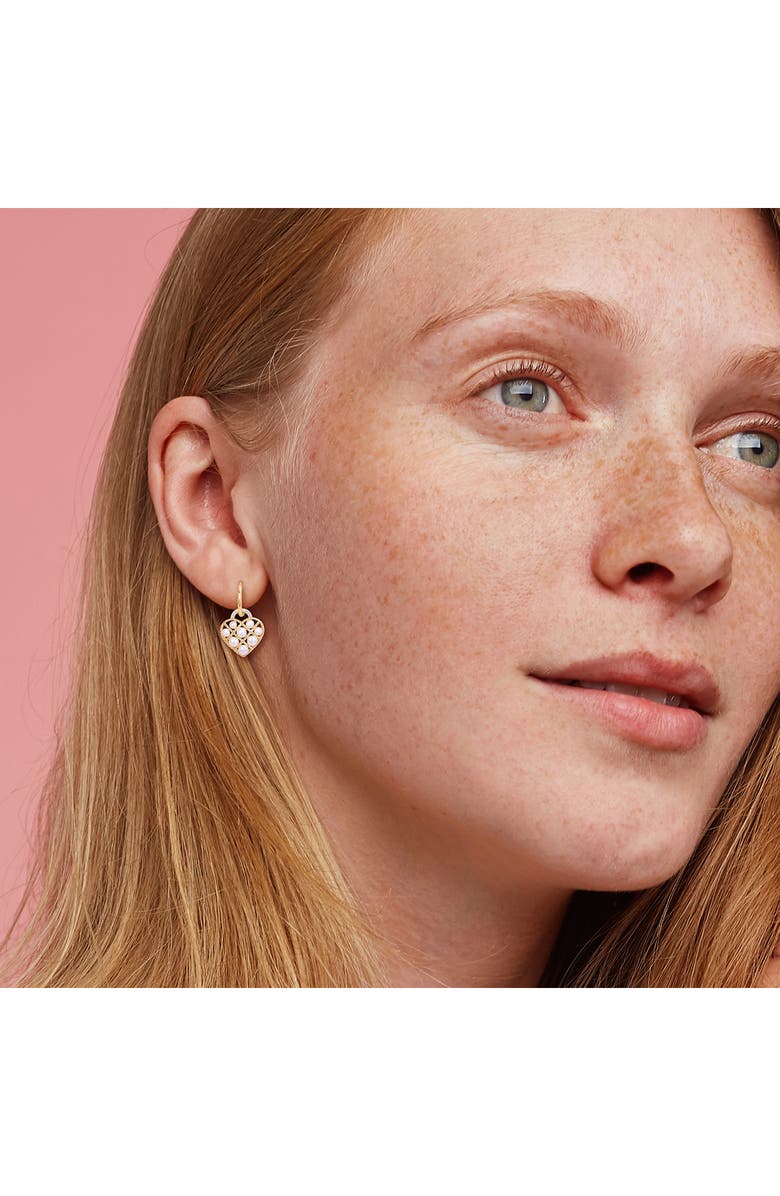 DELMAR 2.5-3mm Cultured Freshwater Pearl Heart Drop Earrings, Alternate, color, Gold White