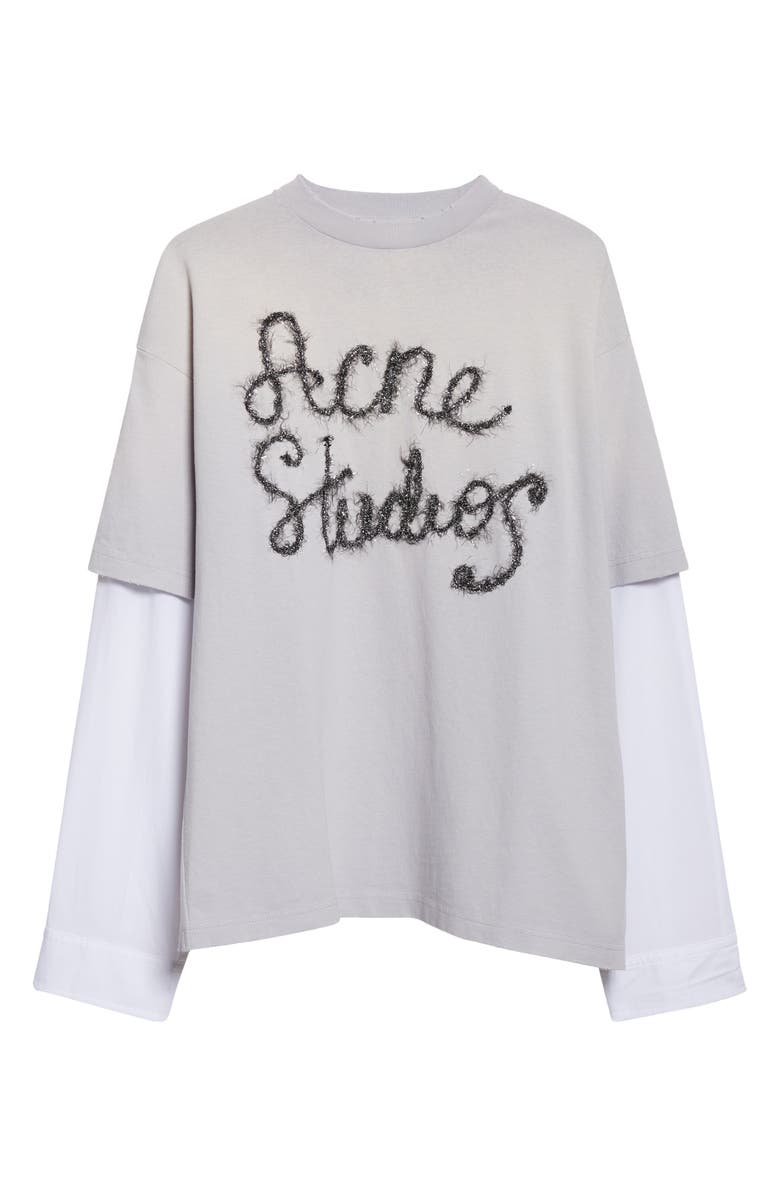Acne Studios Edra Double U Tinsel Logo Layered T-Shirt, Alternate, color, Light Blue