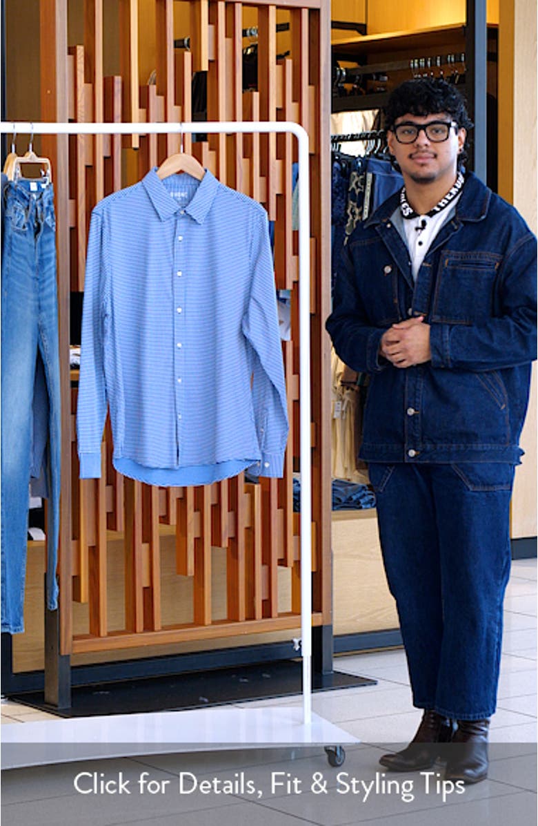 Commuter Slim Fit Gingham Check Performance Button-Up Shirt, sales video thumbnail