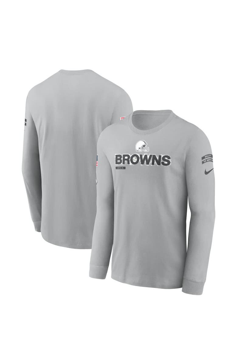 Nike Men's Nike Gray Cleveland Browns 2024 Salute To Service Long Sleeve T-Shirt, Main, color, 
