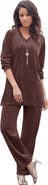 Roaman's Plus Size Two Piece V Neck Velour Set