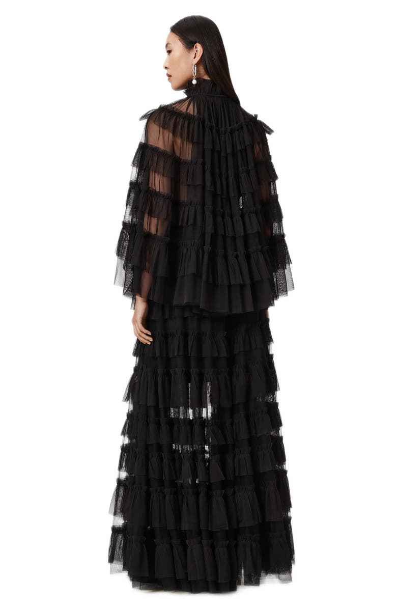 AllSaints Aude Tiered Tulle Ruffle Maxi Skirt, Alternate, color, Black