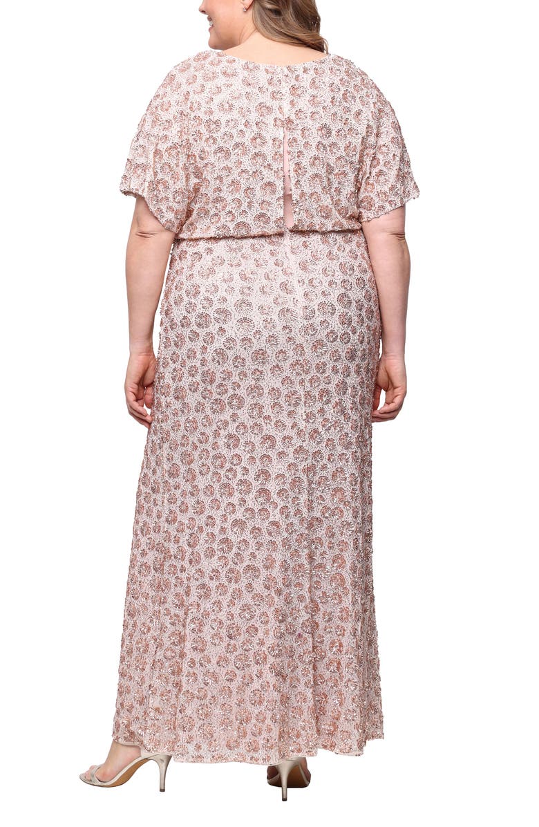 Alex Evenings Sequin Embellished Flutter Sleeve Mermaid Gown, Alternate, color, Rose Gold