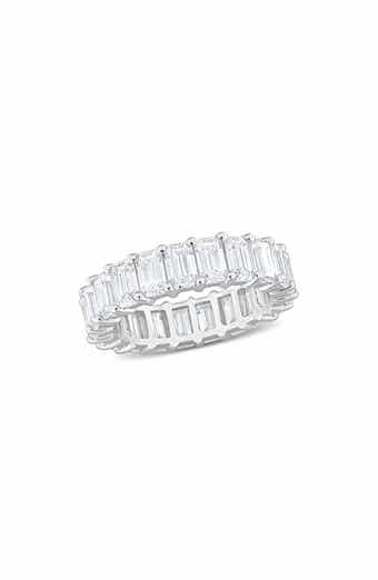 DELMAR Emerald Cut Lab-Created Moissanite Eternity Band Ring