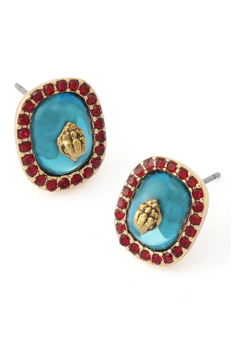 Eagle Square Stone Stud Earrings, Alternate, color, BLUE