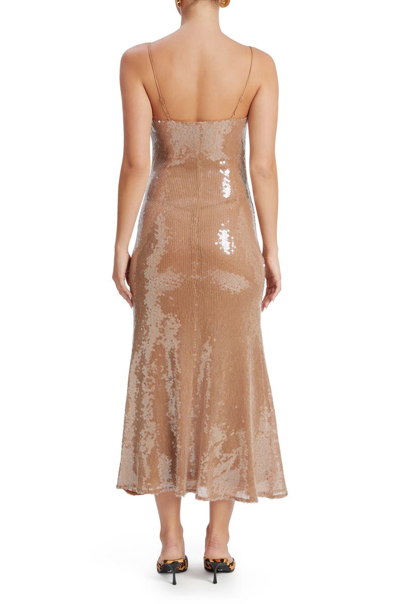 Bardot Ramira Sequin Cocktail Midi Dress, Alternate, color, Beige