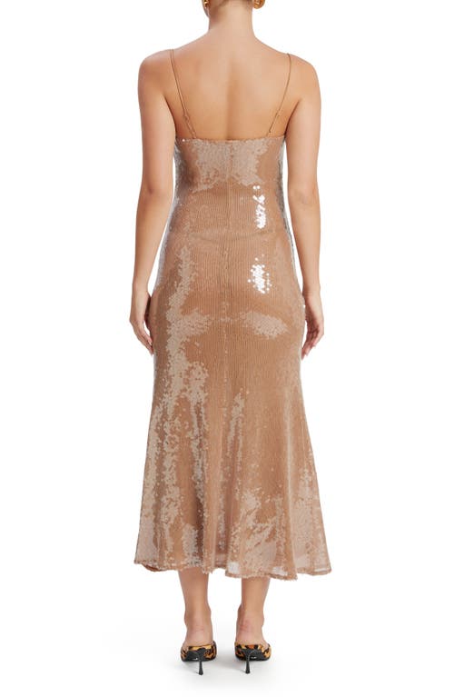 Bardot Ramira Sequin Cocktail Midi Dress In Beige
