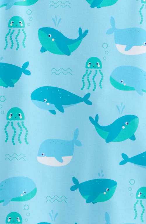 Tucker + Tate One-piece Romper Swimsuit & Bucket Hat Set In Blue Fade Whale Friends
