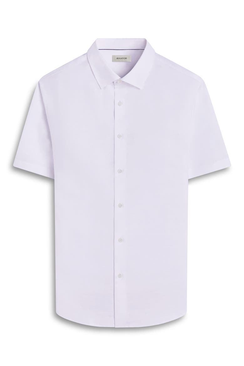 Orson Palm Tree Pattern Solid Short Sleeve Cotton & Linen Button-Up Shirt, Alternate, color, WHITE