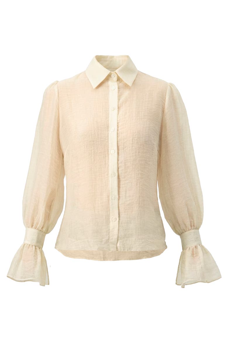 See-Through Long Sleeve Shirt With Wide Cuffs, Alternate, color, Ivory