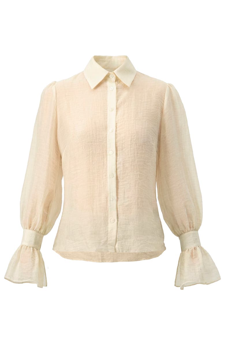 IVONNE See-Through Long Sleeve Shirt With Wide Cuffs, Alternate, color, Ivory