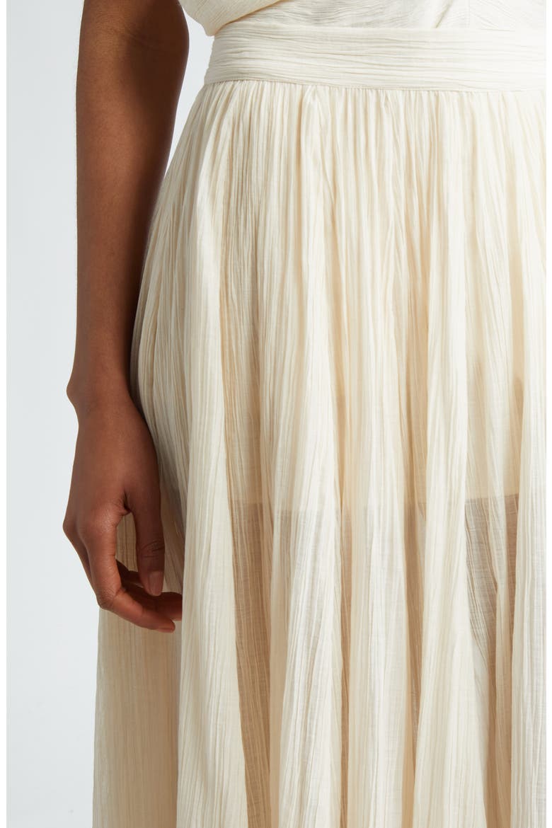 Semisheer Plissé Maxi Skirt, Alternate, color, MERINGUE