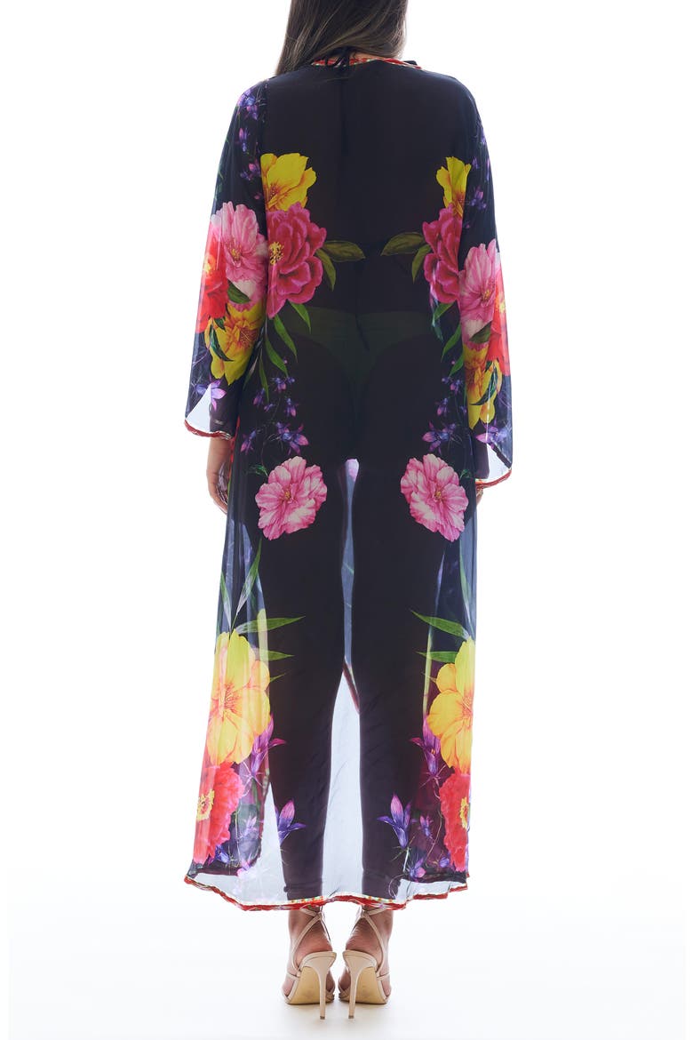Floral Longline Duster, Alternate, color, BLACK