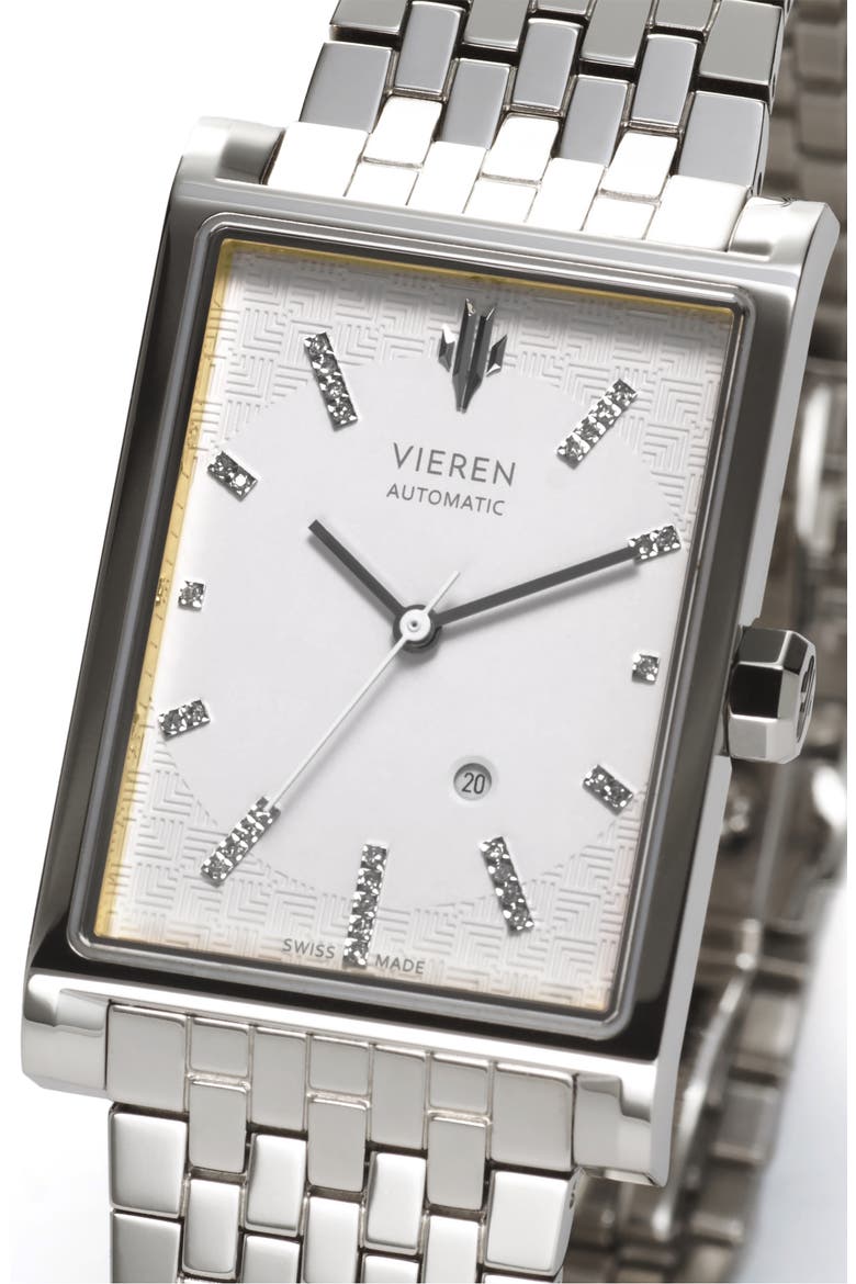 White Diamond Swiss Automatic Watch, Alternate, color, White