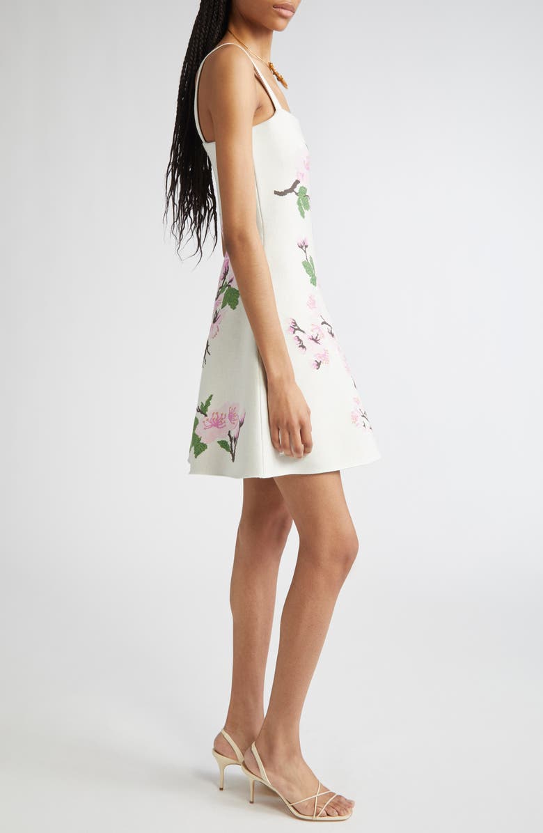 Oscar de la Renta Cherry Blossom Jacquard Knit Fit & Flare Dress, Alternate, color, Pink/ Ecru