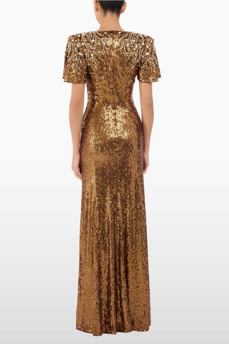 Manon Sequin-Embellished Dress, Alternate, color, Bronze
