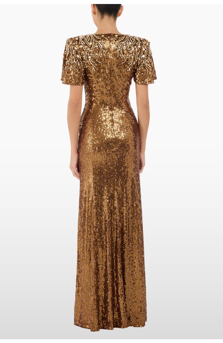 Jenny Packham Manon Sequin-Embellished Dress, Alternate, color, Bronze