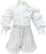 Petite Maison Kids Iris Blouse and Tweed Shorts Set