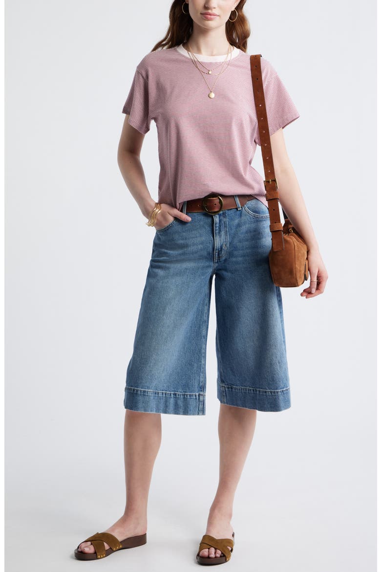 Favorite Cotton T-Shirt, Alternate, color, PINK- BURG MICRO STRIPE
