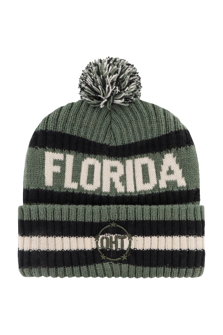 Men's '47 Green Florida Gators OHT Military Appreciation Bering Cuffed Knit Hat with Pom, Alternate, color, Green