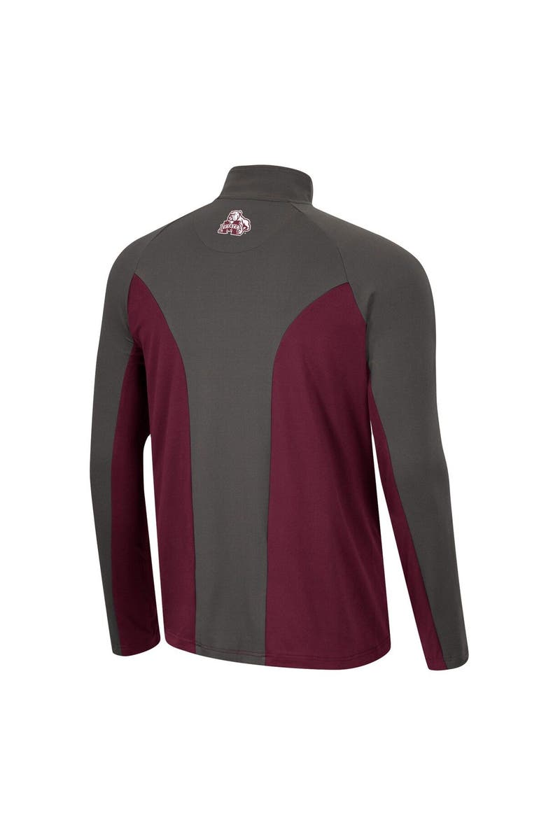 COLOSSEUM Men's Colosseum Maroon/Charcoal Mississippi State Bulldogs Two Yutes Raglan Quarter-Zip Windshirt, Alternate, color, 