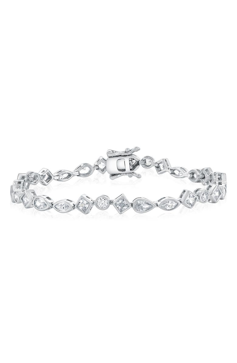 SIMONA Cubic Zirconia Bracelet, Main, color, Silver