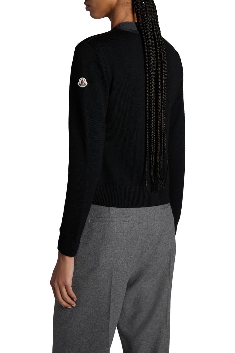 Mixed Media Down Cardigan, Alternate, color, BLACK