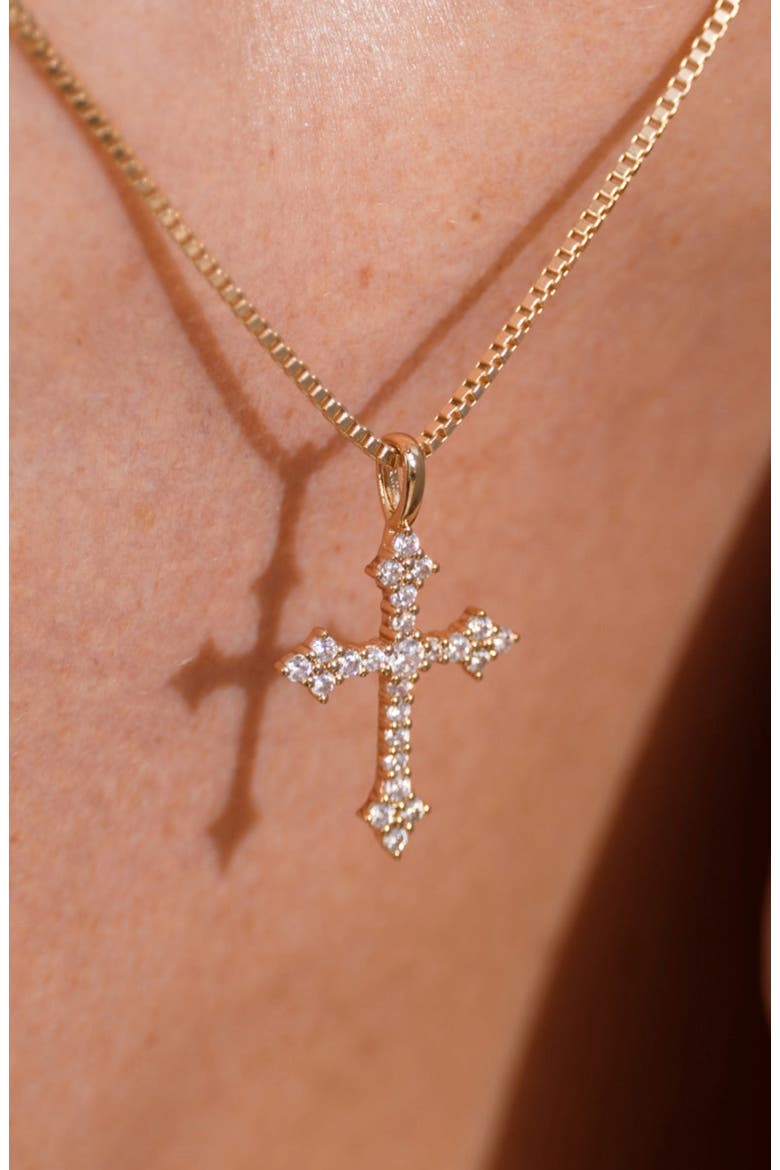 Vintage Cross Box Chain Necklace, Alternate, color, Gold Vermeil