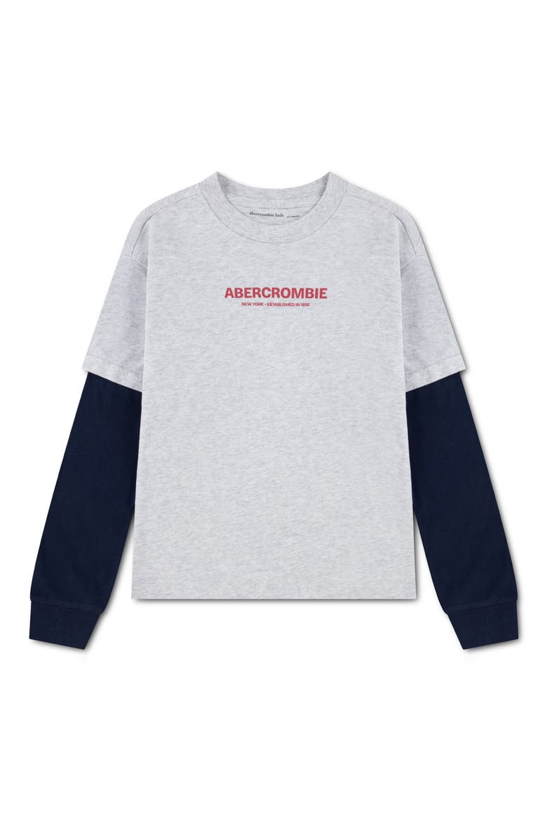 Kids' Graphic 2-in-1 T-Shirt, Main, color, LIGHT GREY HEATHER